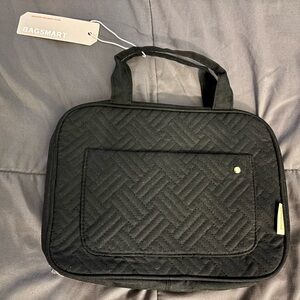 BAGSMART Black Quilted Travel Toiletry Bag - Lightweight Carry Case